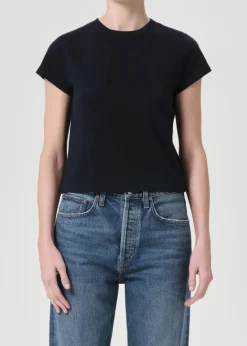 New - Adine Shrunken Tee - Storm Crop Tops