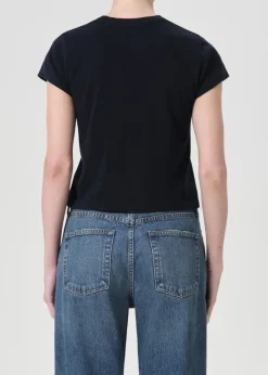 New - Adine Shrunken Tee - Storm Crop Tops