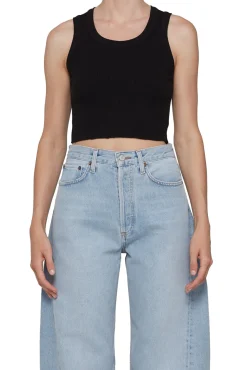 Discount - Cropped Poppy Tank - Black Crop Tops