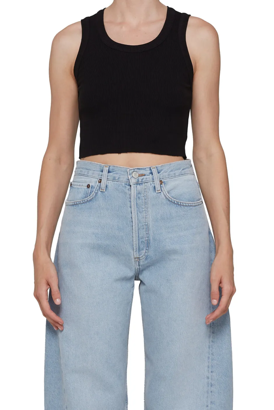 Discount - Cropped Poppy Tank - Black Crop Tops