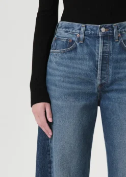 Sale - Luna High Rise Pieced Taper - Split High-Rise | Denim