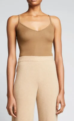 Sale - Spaghetti V Strap Bodysuit - Toffee Bodysuits