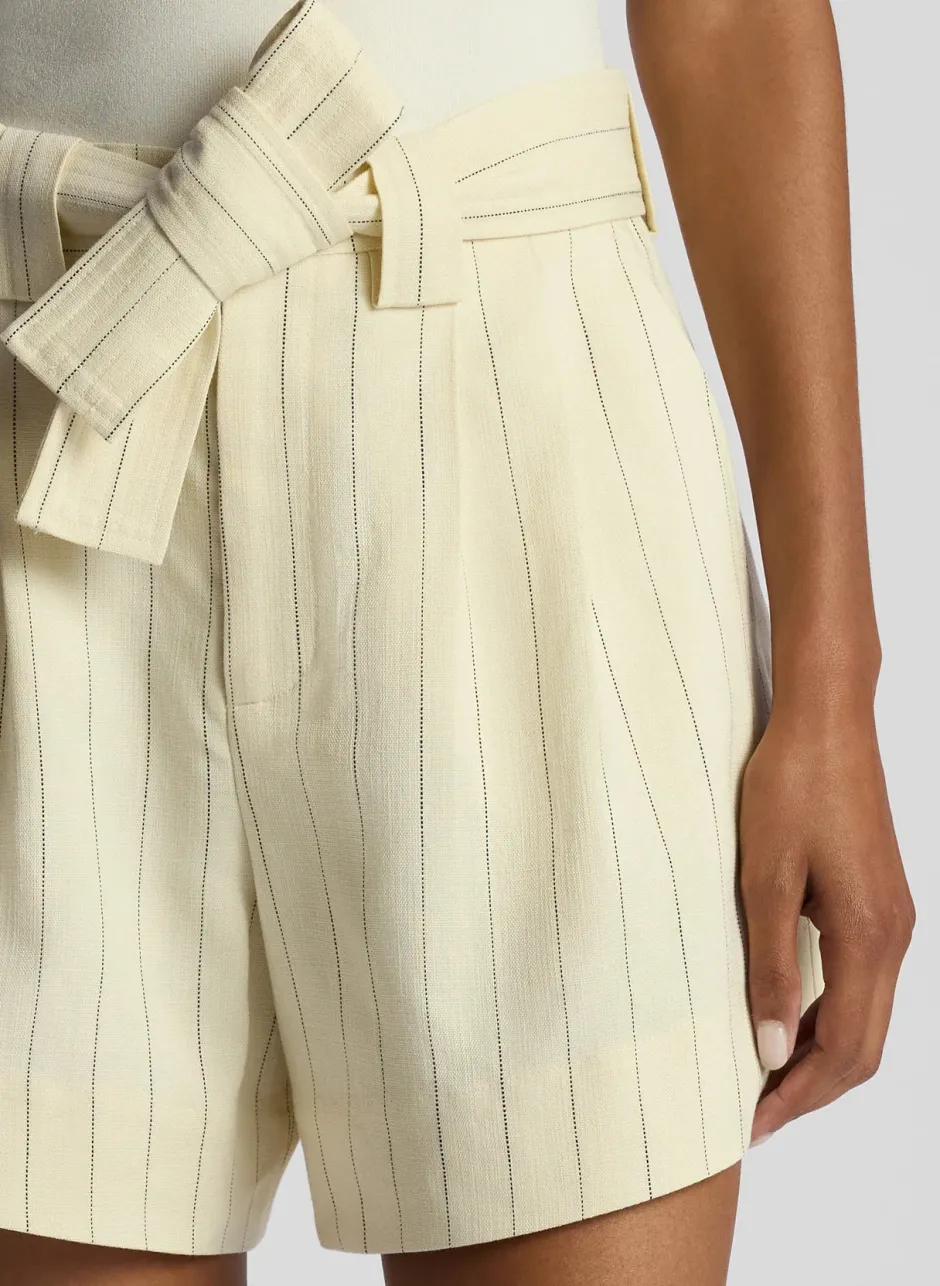 Hot - Dempsey Pinstripe Short - Cream/Black Stripe Shorts