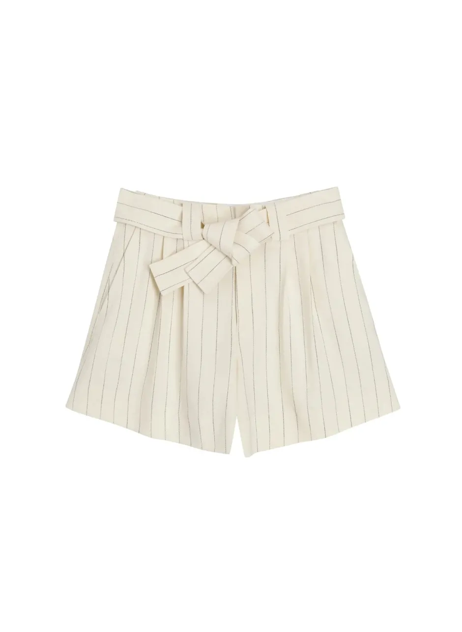Hot - Dempsey Pinstripe Short - Cream/Black Stripe Shorts