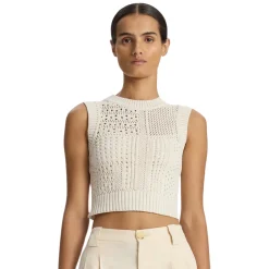 Discount - Sawyer Crochet Top - Bone/Cream Crop Tops