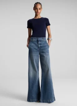 Clearance - Paloma Cotton Rib Baby Tee - Maritime Navy Crop Tops