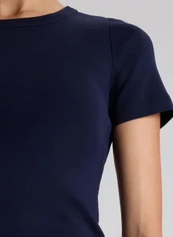 Clearance - Paloma Cotton Rib Baby Tee - Maritime Navy Crop Tops