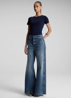 Clearance - Paloma Cotton Rib Baby Tee - Maritime Navy Crop Tops