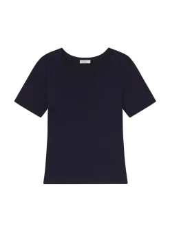 Clearance - Paloma Cotton Rib Baby Tee - Maritime Navy Crop Tops