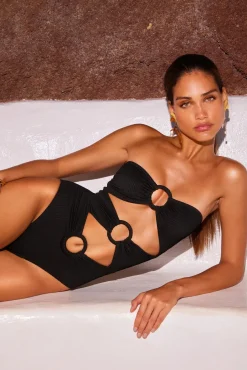Discount - Anya Swimsuit - Black Rib One Piece