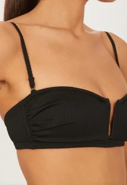 Fashion JENNA BIKINI TOP, BLACK RIB Bikini