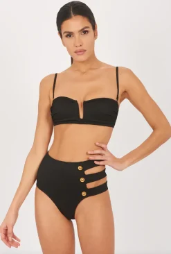 Fashion JENNA BIKINI TOP, BLACK RIB Bikini