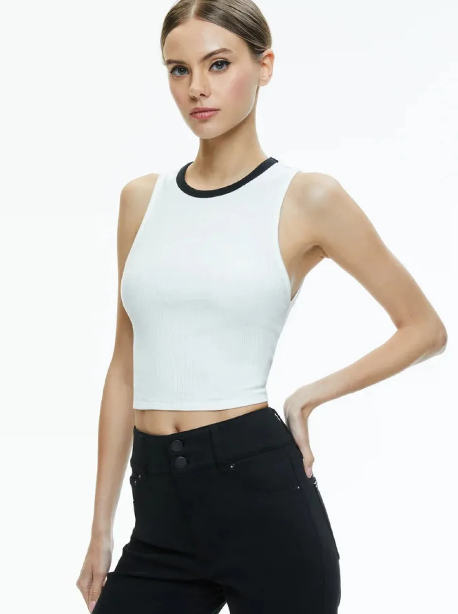 New - Andre Fitted Cropped Tank - Off White/Black Crop Tops