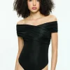 Discount - Averne Off The Shoulder Cross Bodysuit - Black Bodysuits