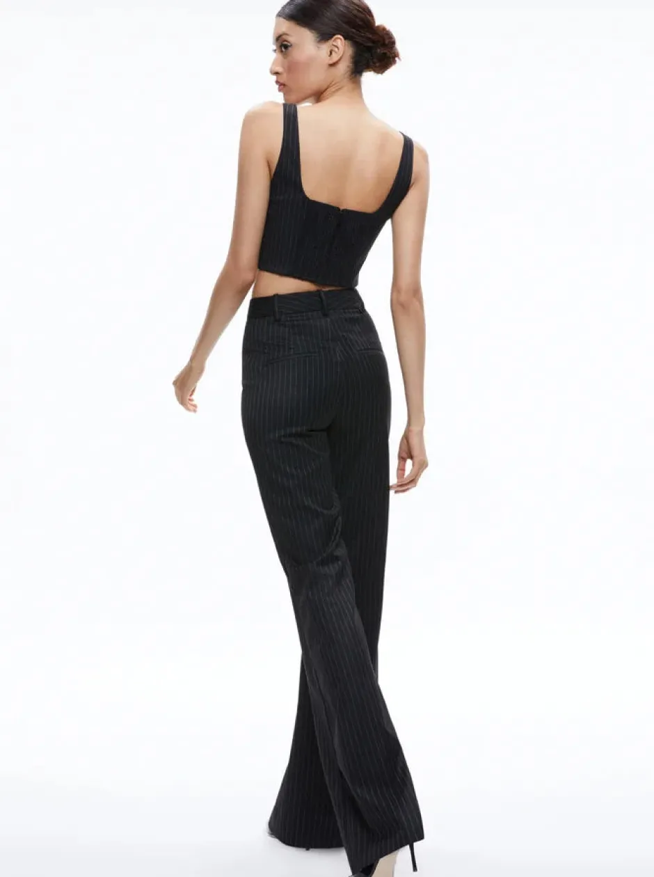 Hot - Breslin Corset Top - Black Pinstripe Crop Tops