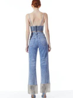 Hot - Carli Denim Bra Top - Rockstar Blue Crop Tops