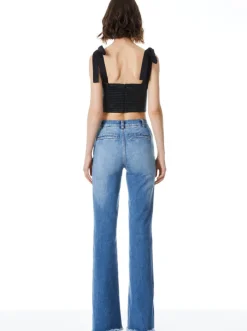Hot - Cassidy Vegan Leather Tie Strap Top - Black Crop Tops