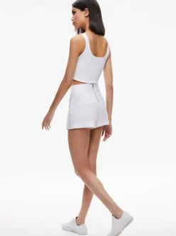Clearance - Donald High Waisted Linen Short - White Shorts