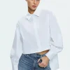 New - Finely Cropped Button Down - Off White Crop Tops