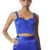 New - Jeanna Bustier Cropped Top - royalty Crop Tops