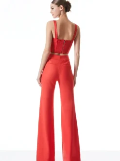 New - Jeanna Bustier Cropped Top - Bright Poppy Crop Tops