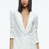 New - Judith Sheer Lace Blazer - Off White Blazers