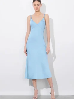 Best - Kiro V-neck Slip Dress - Mineral Blue Midi | Midi Dresses