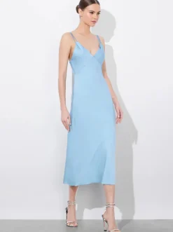 Best - Kiro V-neck Slip Dress - Mineral Blue Midi | Midi Dresses
