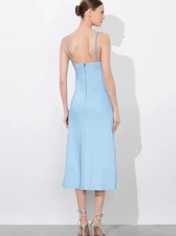 Best - Kiro V-neck Slip Dress - Mineral Blue Midi | Midi Dresses
