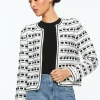 New - Marjorie Textured Tweed Stitch Cardigan Jacket - Soft White/Black Sweaters & Knits