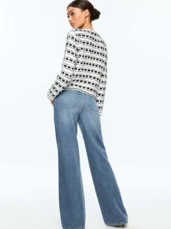 New - Marjorie Textured Tweed Stitch Cardigan Jacket - Soft White/Black Sweaters & Knits