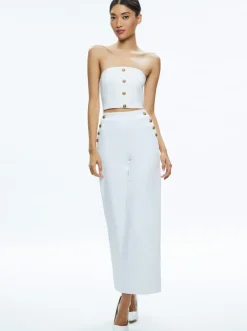 Hot - Mel Denim Button Up Bustier - Off White Crop Tops