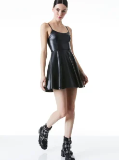 Outlet - Rome Vegan Leather Mini Dress - Black Dresses | Mini Dresses