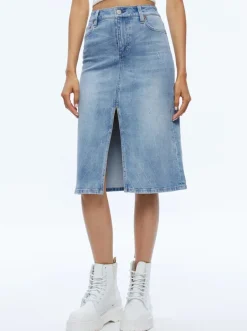 Hot - Rye Midi Denim Skirt - Lightning Blue Skirts | Long Skirts