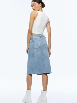 Hot - Rye Midi Denim Skirt - Lightning Blue Skirts | Long Skirts