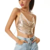 Online - Sheena Drapey Slip Tank - Pale Gold Crop Tops