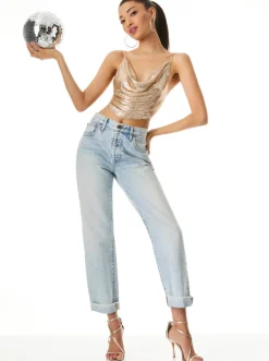Online - Sheena Drapey Slip Tank - Pale Gold Crop Tops