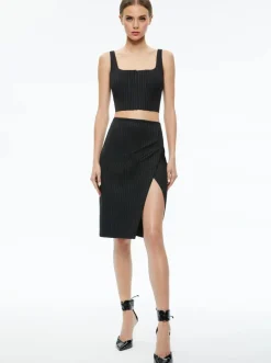 Hot - Siobhan Midi Skirt - Black Pinstripe Long Skirts