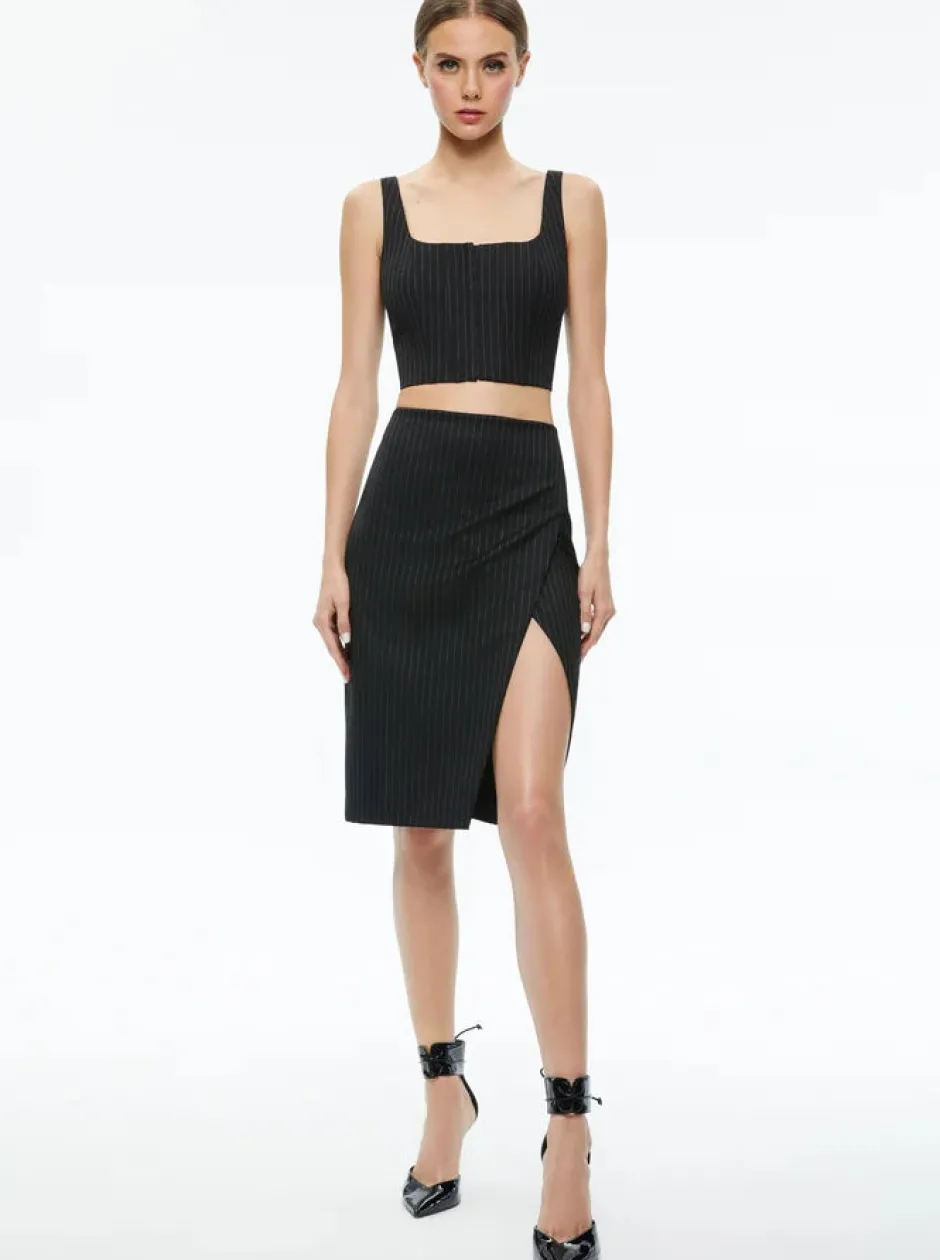 Hot - Siobhan Midi Skirt - Black Pinstripe Long Skirts
