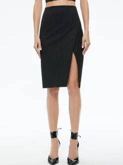 Hot - Siobhan Midi Skirt - Black Pinstripe Long Skirts