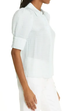 Outlet - Willa Houndstooth Puff Sleeve Blouse - Julep Puff Shoulders | Blouses