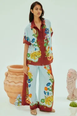 Discount - Dahlia Floral Linen Pant Pants