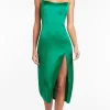 New - Chamberlain Silk Dress - Dark Green Dresses | Midi