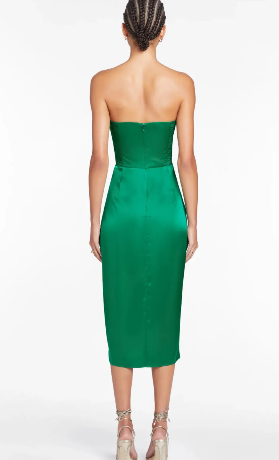 New - Chamberlain Silk Dress - Dark Green Dresses | Midi