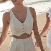 Discount - Ethan Cropped Vest - Beige Crop Tops