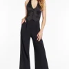 New - Isadore Satin Jumpsuit - Black Pants Jumpsuits