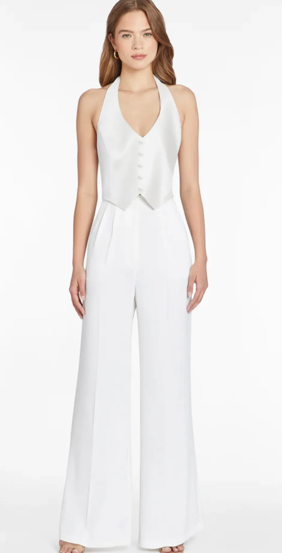 Discount - Isadore Satin Jumpsuit - Ivory Pants Jumpsuits