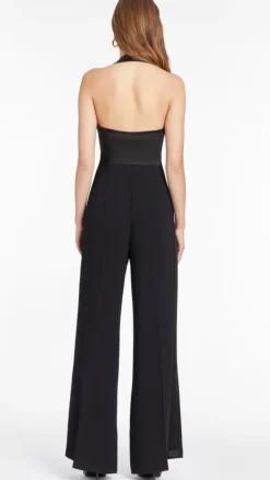 New - Isadore Satin Jumpsuit - Black Pants Jumpsuits