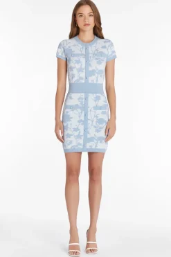 Sale - Penelope Knit Dress - White/Baby Blue Dresses | Mini Dresses