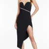 Best - Soiree Dress with Rhinestones - Black Dresses | Midi